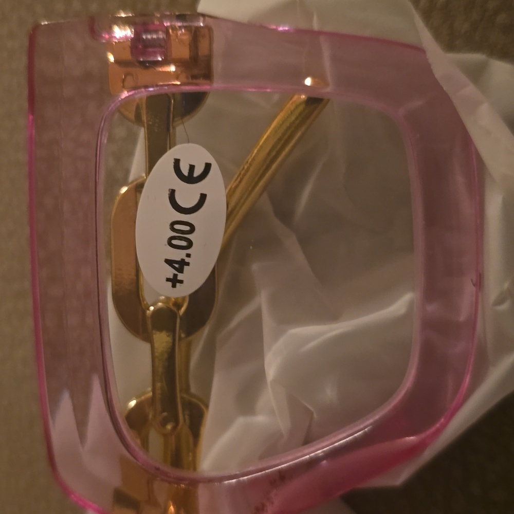 Pink and Gold Square Glasses(Readers)+4.00 - Picture 2 of 4